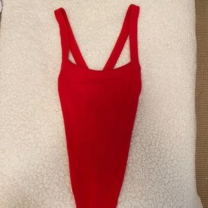 Red Criss Cross Body Suit